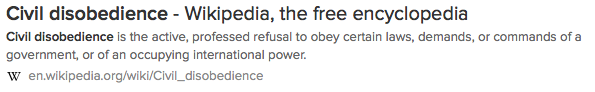 Civil disobedience is the active, professed refusal to obey certain laws, demands, or commands